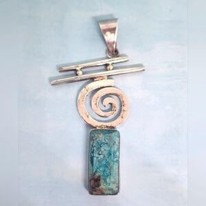 Mexico House of Bangles Turquoise and Sterling Pendant